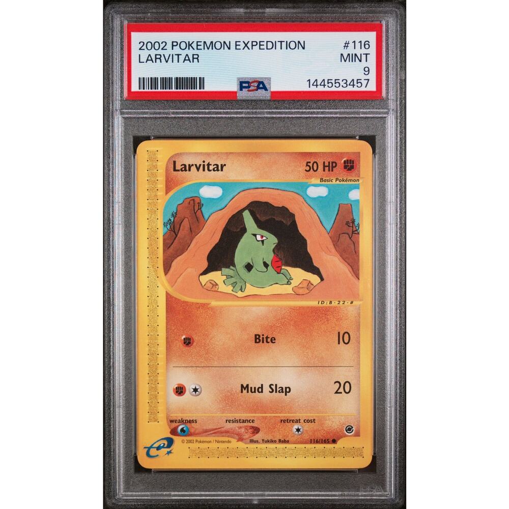 PSA 9 MINT Larvitar 116/165 Pokémon Expedition 2002 Non Holo E-Reader Graded